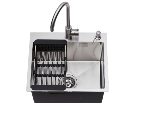 Nerezový dřez Nebula 50x45cm + Sifon + Odkapávací koš + Dávkovač mýdla