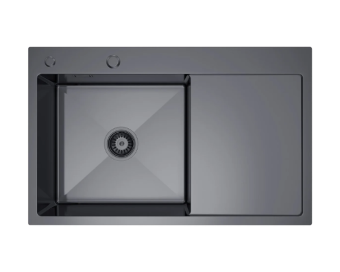 Nerezový dřez s PVD Technologií Aurelia Dark R 78x49cm + Sifon + Dávkovač mycího prostředku